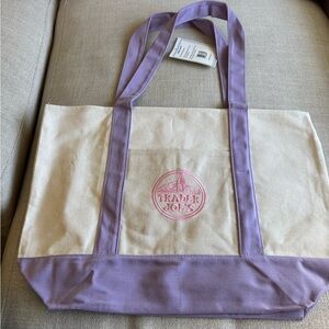 Trader Joe's Cream and Lavender Canvas Tote